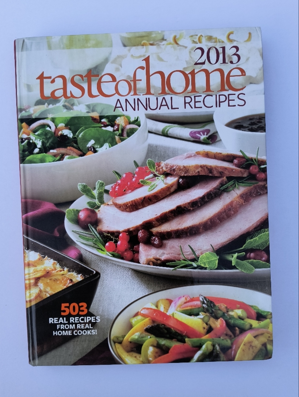 Taste of Home Cookbook with Red, Green, White Cover Food Photo